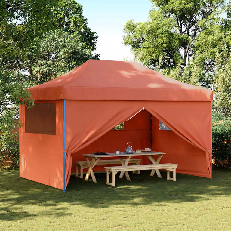 Tendone per feste pieghevole pop-up con 4 pareti vidaXL colore terracotta