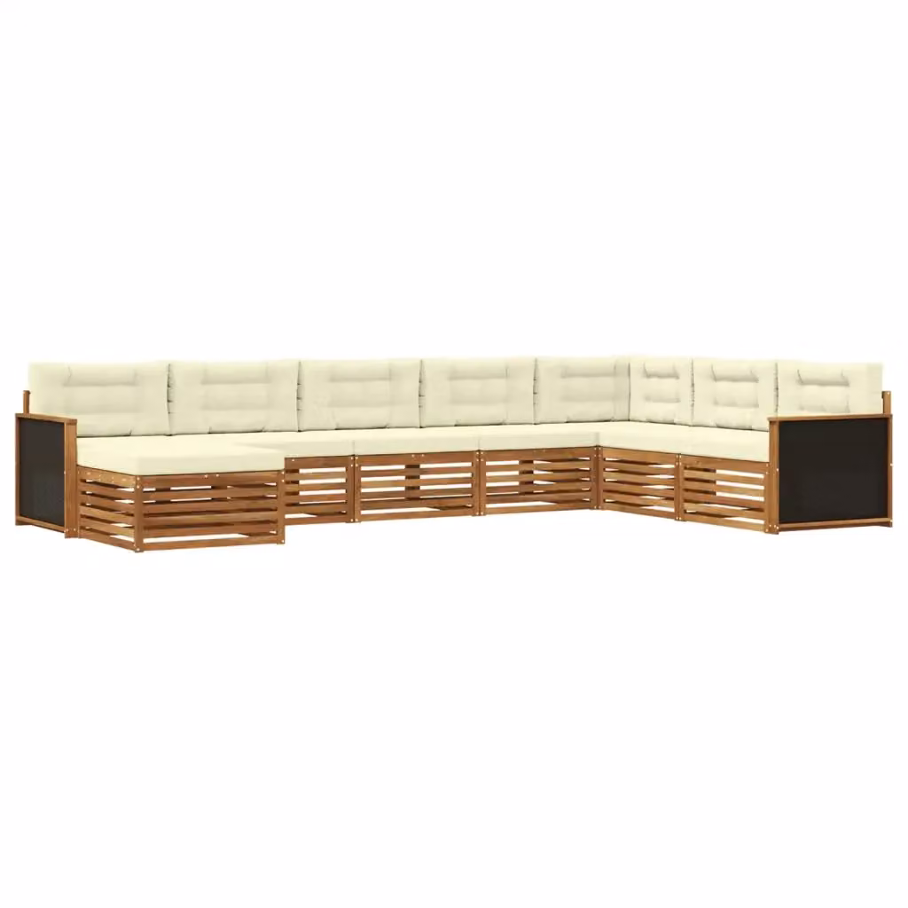 Set di divani da esterno a L con ottoman vidaXL in legno di acacia beige, 8 pezzi – 2
