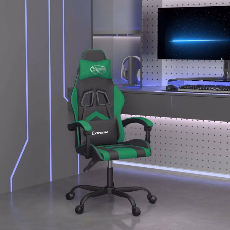 The Living Store Sedia da gioco girevole in ecopelle nera e verde