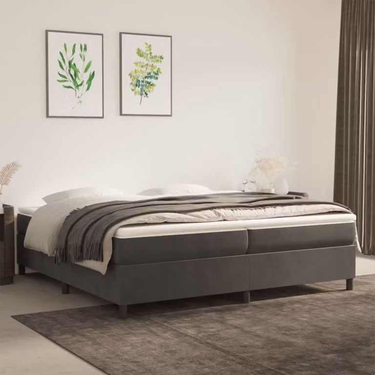 The Living Store Letto a molle insacchettate grigio scuro 200x200 cm in velluto