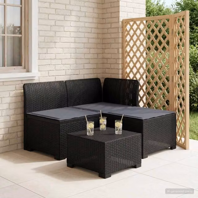 Divano da giardino 3 posti con cuscini in look rattan 3 posto 8011891
