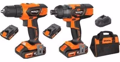 Trapano avvitatore a impulsi con funzione battente Wokin Volt GP20V arancione con batteria da 20V 2 Ah