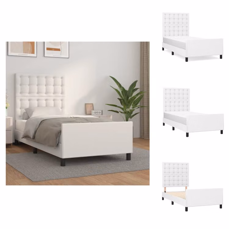 vidaXL Struttura letto con testiera bianca 90x200 cm in Pelle finta - Letti e strutture letto