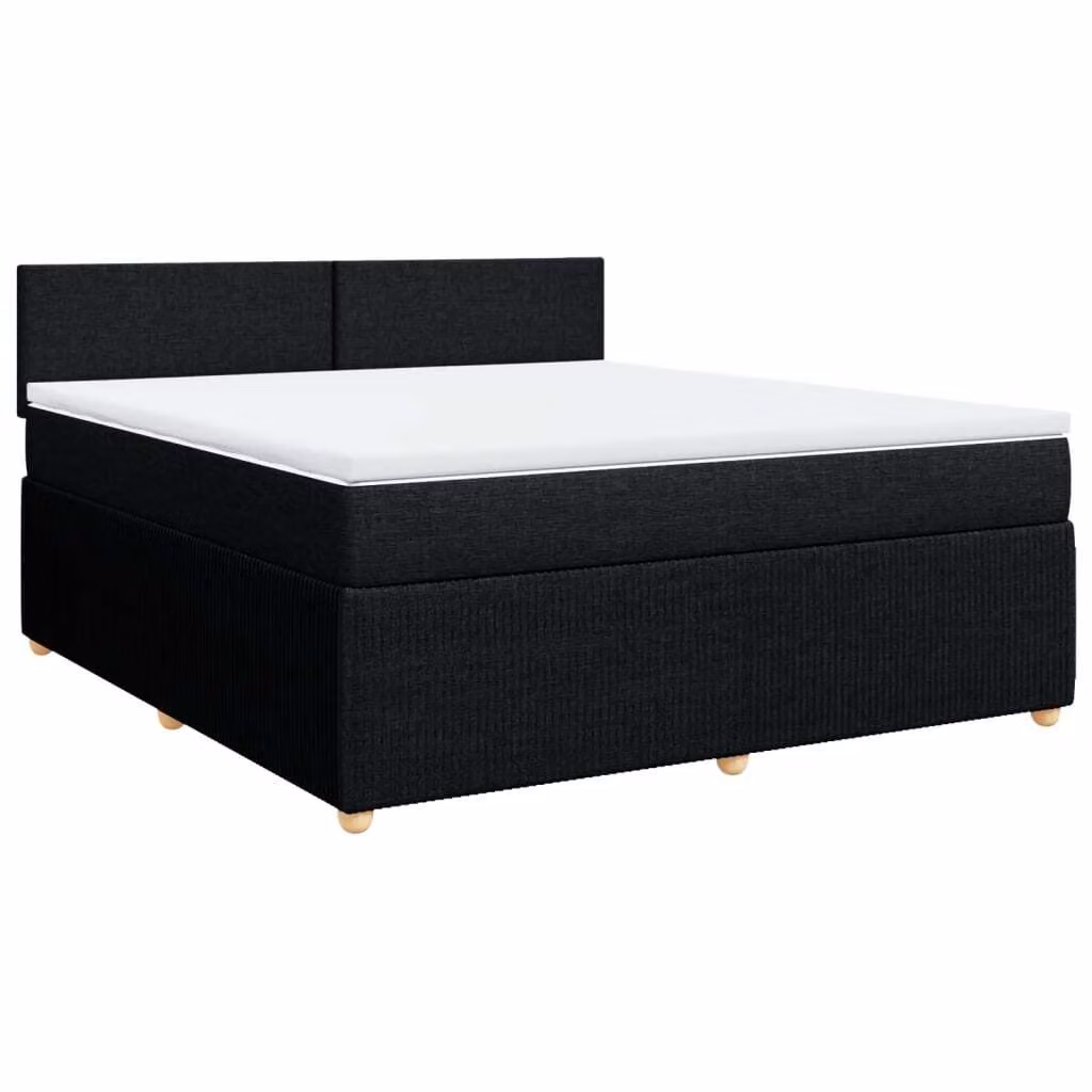 Giroletto a Molle con Materasso Nero 180x200 cm in Tessuto