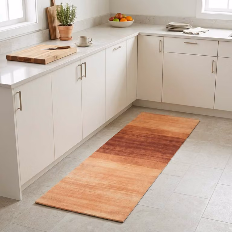 Tappeto da cucina vidaXL arancione con decorazione moderna, lavabile e antiscivolo, L: 300 cm, P: 60 cm