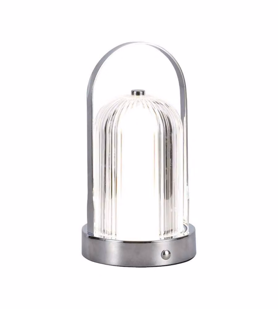 V-TAC Lampada LED da Tavolo 1W 120*190 Colore Cromo Ricaricabile con USB C Touch Dimmerabile 3in1
