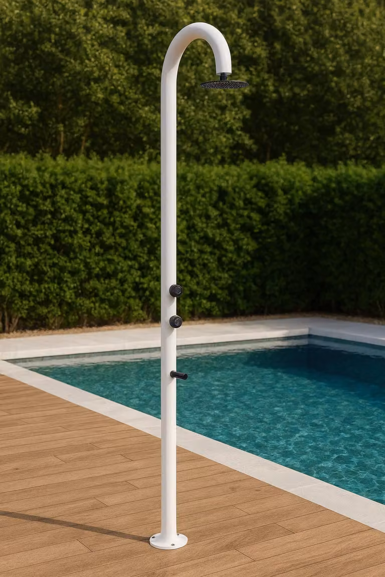 Sined | Sistema doccia da giardino Luna-Alu-Bianca - 233 Cm - Bianco - Alta qualità, resistente alle intemperie, versatile