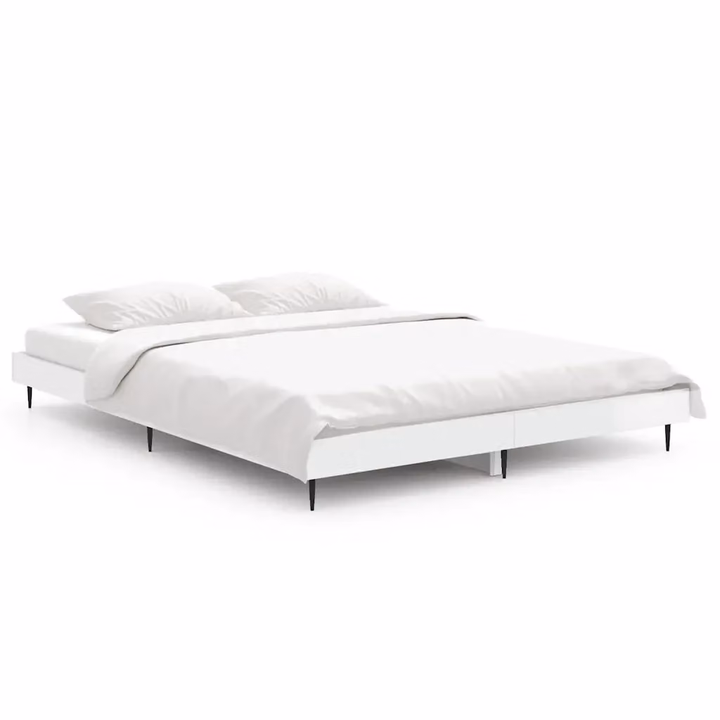 Letto con Giroletto Bianco Lucido vidaXL L/P: 140 x 190 cm – 2