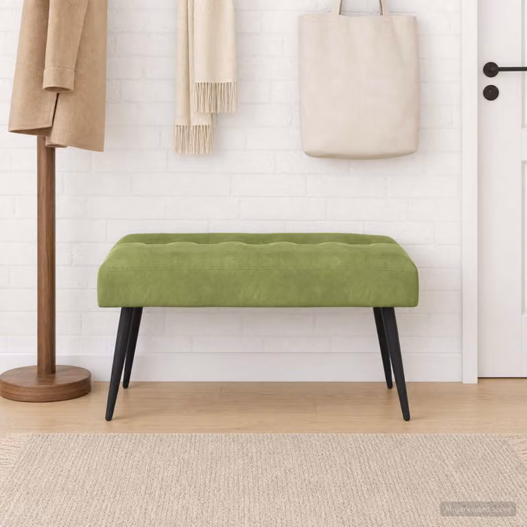 Panchina moderna vidaXL in velluto verde con bottoni imbottiti L: 80 cm, P: 40 cm, H: 46 cm