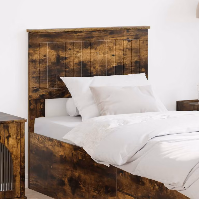 Testiera per letto moderna vidaXL in legno ingegnerizzato rovere fumo marrone