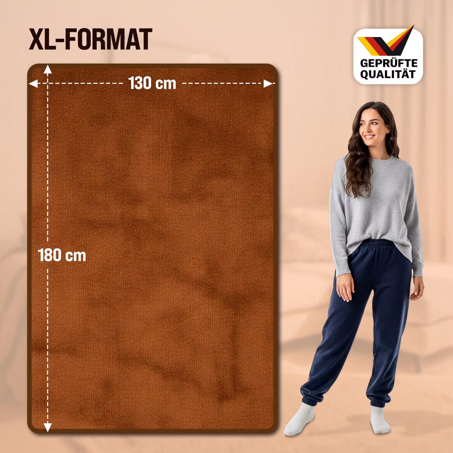 Coperta termica Monzana® marrone in poliestere con telecomando, L 180 cm x P 130 cm – 3