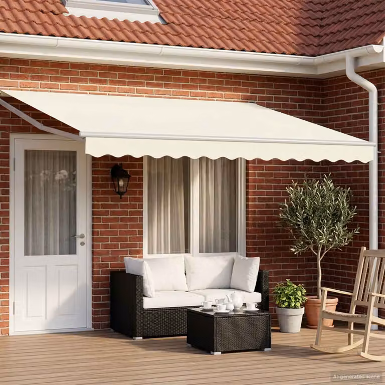 Tettuccio elettrico retrattile vidaXL in alluminio con telecomando, colore crema e bianco, L: 4 m x P: 3 m