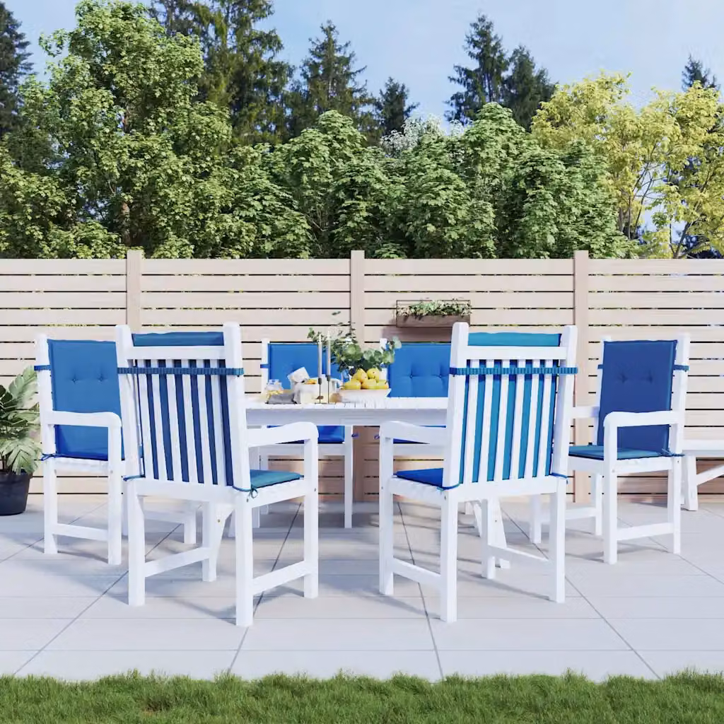 Set di 6 cuscini per sedia vidaXL in tessuto Oxford blu, impermeabili e traspiranti, L 100 cm x P 100 cm x H 3 cm