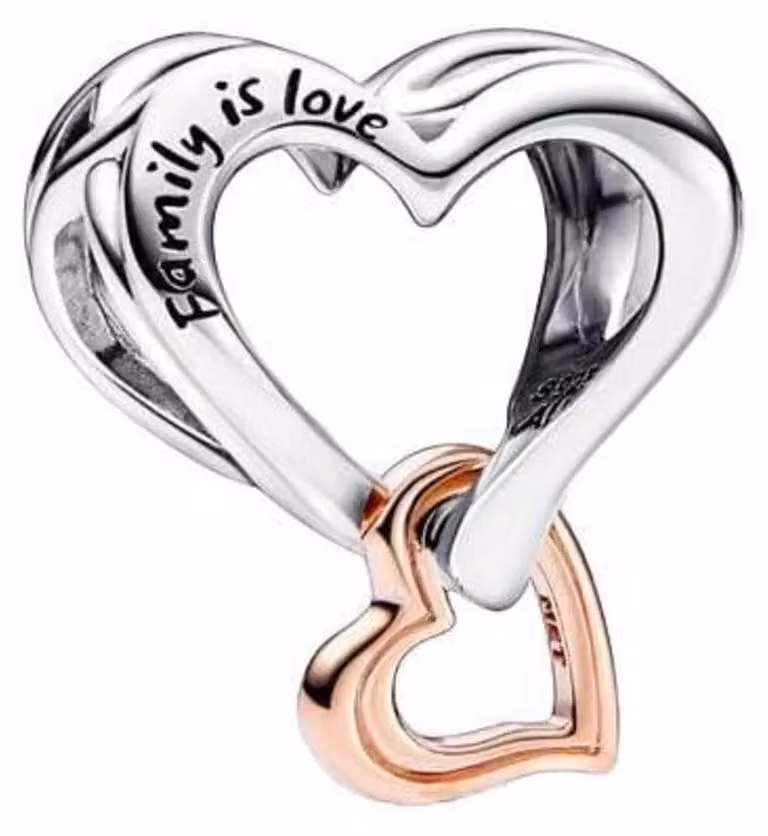 Charm a forma di fiore di ciliegio. "Family is Love". Compatibile con Pandora, per donna
