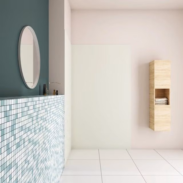Pannello Doccia ad Angolo Aica Italy Bianco, L: 120 cm, P: 40 cm, H: 210 cm