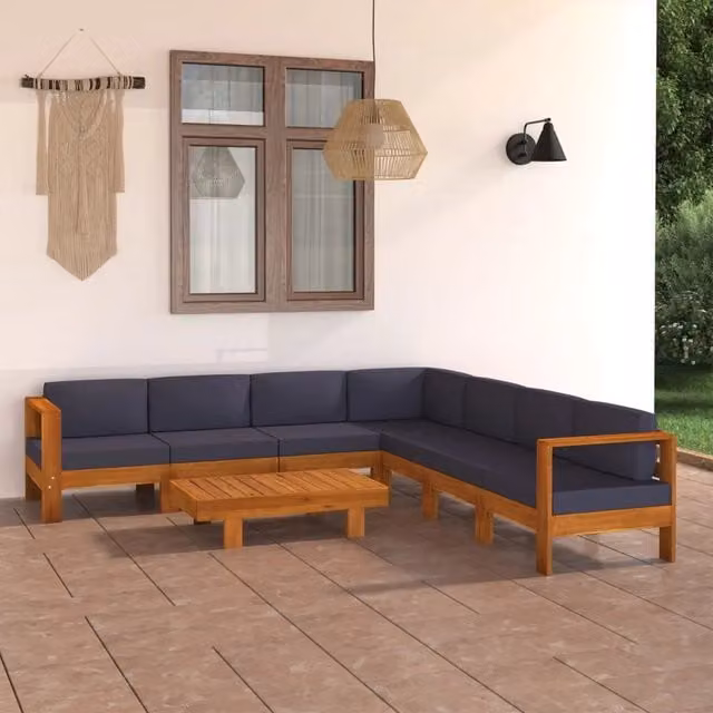 Set di Divani da Giardino vidaXL per 8 Persone in Legno di Acacia Oliato con Cuscini Grigi – 1