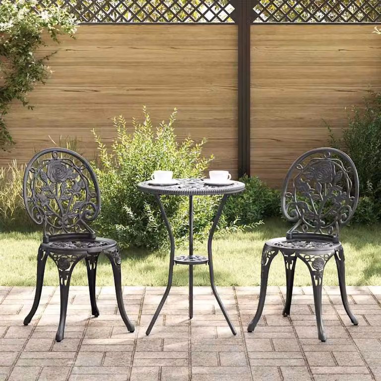 Maison Exclusive - Set da giardino per bistro, 3 pezzi, colore nero, alluminio