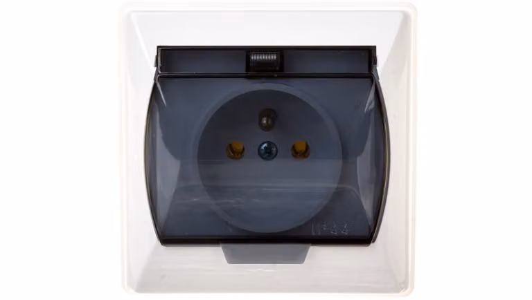 AKCENT Presa di corrente con coperchio IP44 bianco trasparente GPH-1AZ/00/d