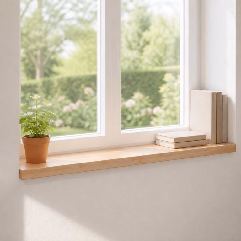 Set di 2 soglie per finestre vidaXL in legno di faggio, colore naturale, L 90 x P 25 x H 2 cm