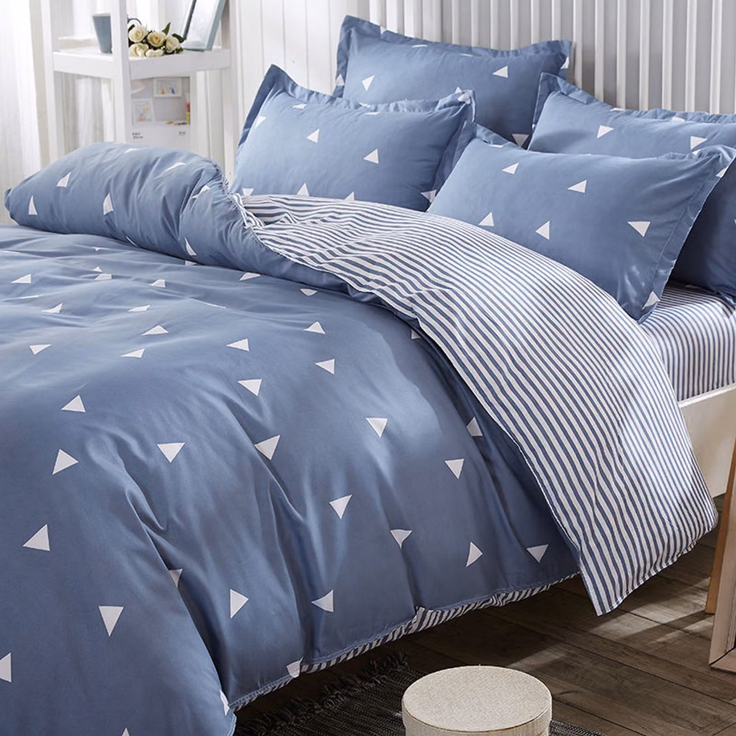 L'Essentiel Linge de Maison, Begonvilla- EPJ6425, Blu,Bianco, Piumini, 65% Cotone / 35% Poliestere