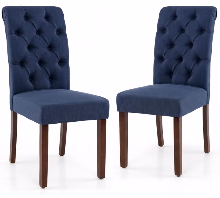 Set di 2 sedie da pranzo KOMFOTTEU, sedie imbottite per la cucina con schienale alto e gambe in legno robuste, sedie decorative trapuntate, poltrone imbottite per sala da pranzo, cucina e soggiorno, capacità di carico: 113 kg