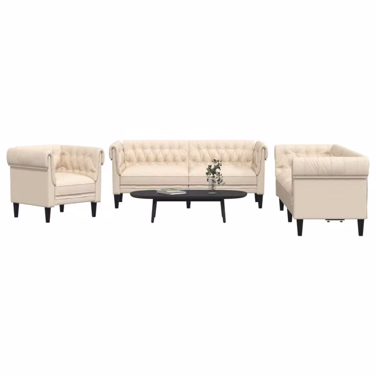 Set di divani 3 pezzi vidaXL beige in tessuto con struttura in legno e funzione letto per il tuo soggiorno