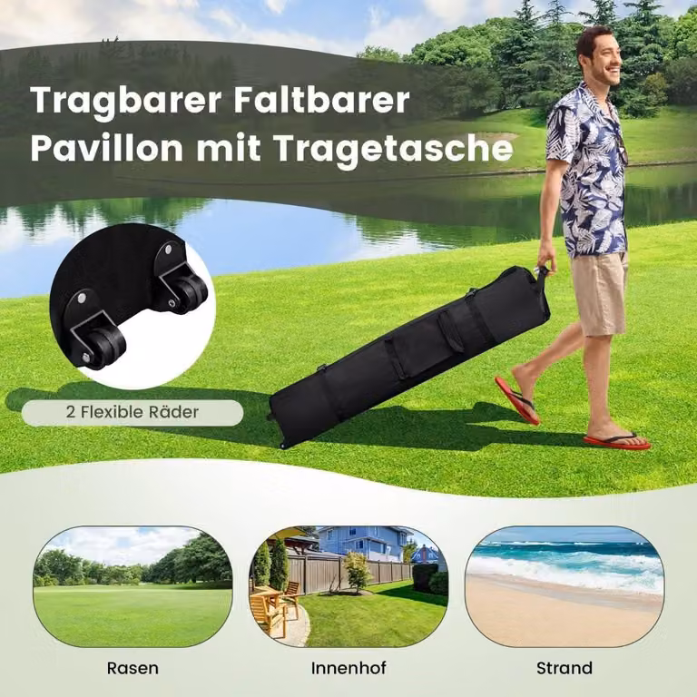 Gazebo da giardino 4 x 4 m con pareti laterali in rete, protezione UV 50+, grigio