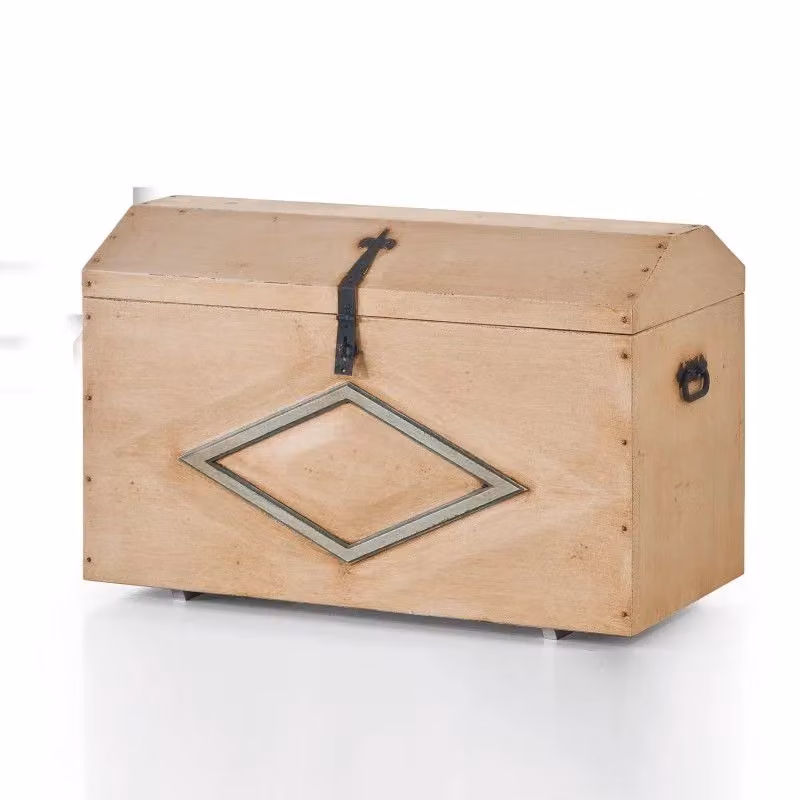 Cassapanca baule in legno grezzo Mobili 2G L: 94 cm, P: 47 cm, H: 60 cm – 3