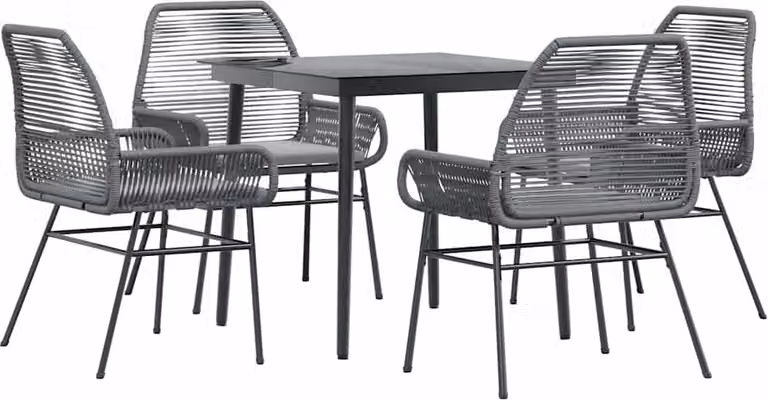 Set da Pranzo da Giardino 5 pz con Cuscini Polyrattan Vetro