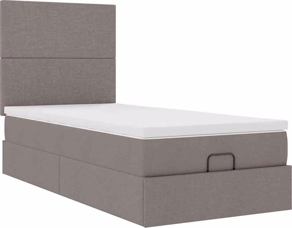 Struttura Letto Pouf con Materasso Tortora 80x200 cm in Tessuto