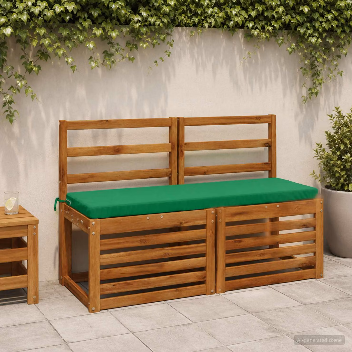 Set di 2 cuscini per panchina vidaXL SOEST in poliestere verde con fodera rimovibile e resistente ai raggi UV