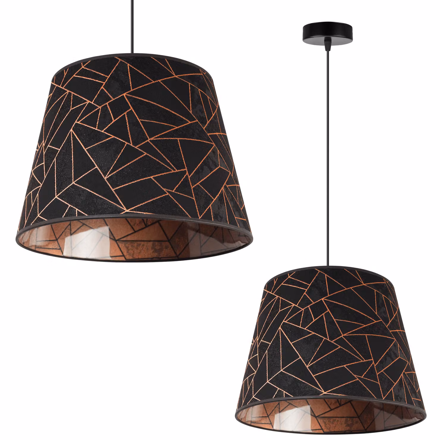Lampada a sospensione, lampadario, paralume, motivo in rame