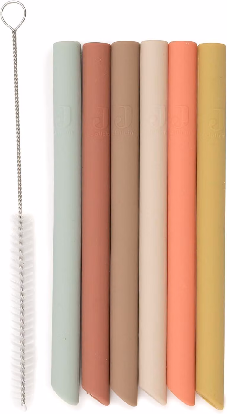 Cannucce in silicone - Assortimento di colori - 6 pezzi - Cannucce riutilizzabili in silicone al 100% - Include spazzolino per la pulizia - Morbide