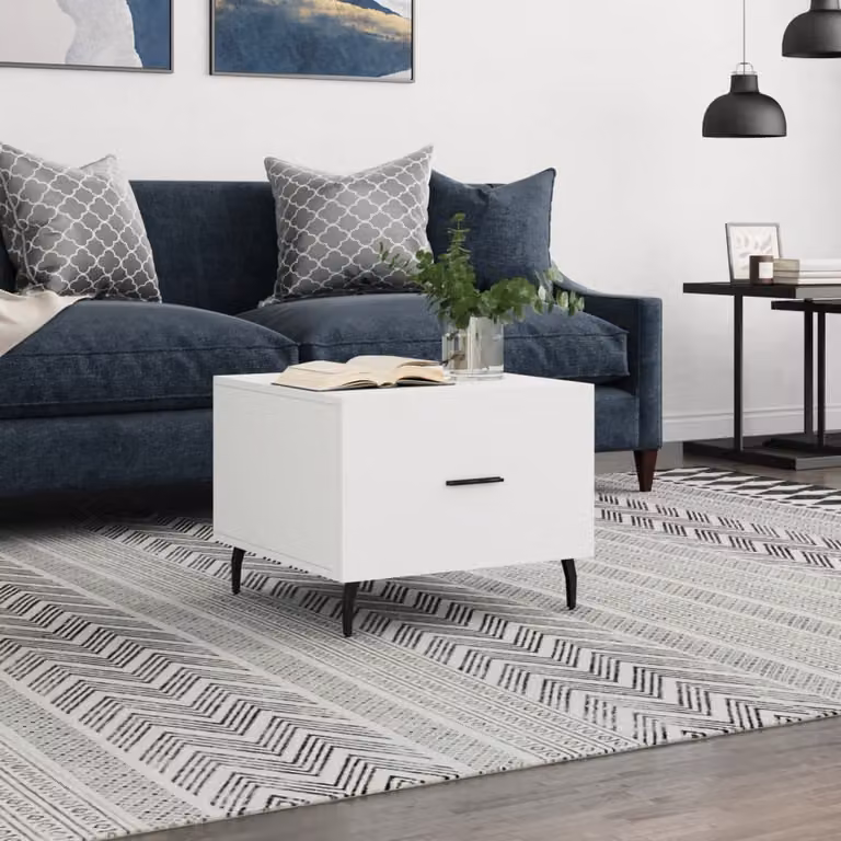 vidaXL Tavolino da Salotto Moderno Bianco in Legno Multistrato L/P/H: 50 x 50 x 40 cm
