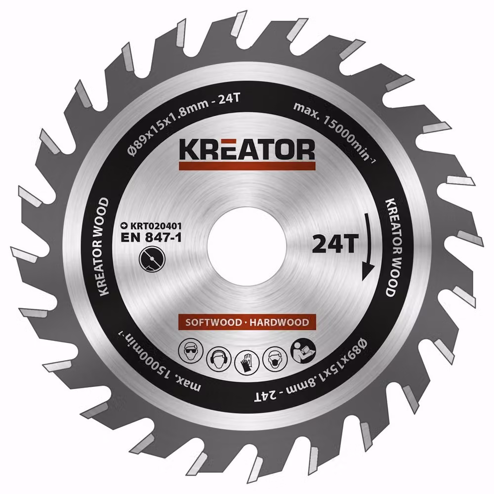 Lama circolare Ø 89 x15 x 1,8 mm 24 denti troncatrice per legno tenero e duro - Lama di marca potente