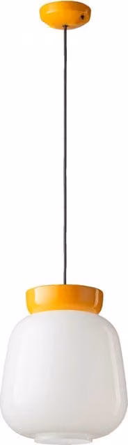 Lampada a sospensione Ferroluce Corcovado in ceramica e vetro stile Art Déco bianco e giallo con attacco E27