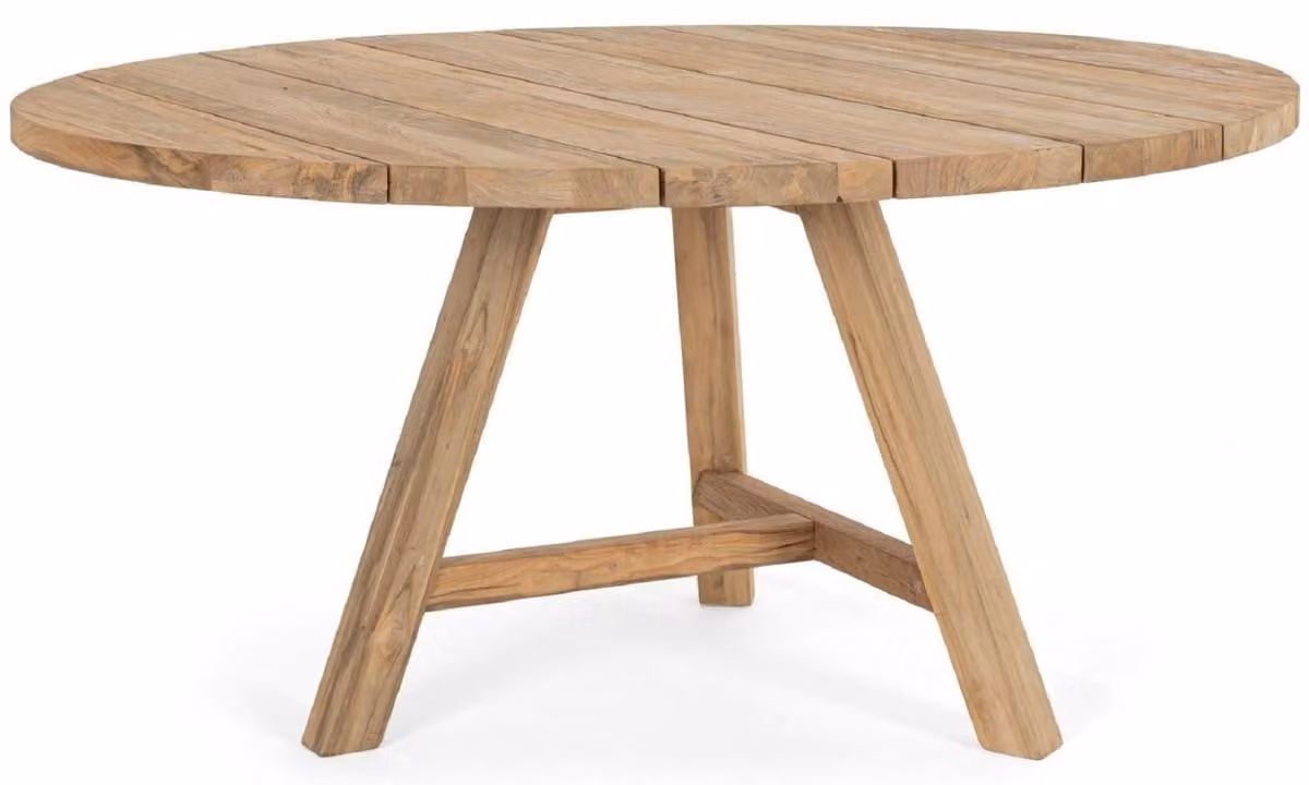 Tavolo da giardino Casa Padrino colori naturali Ø 150 x H. 75 cm - Tavolo da giardino rotondo in teak riciclato - Mobili da giardino in teak - Mobili da giardino