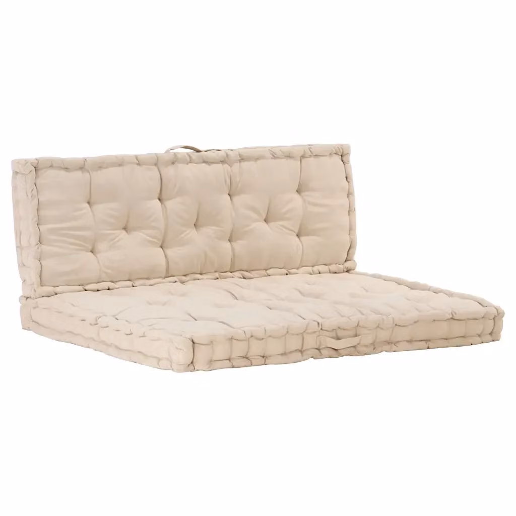 Set di 2 cuscini per pallet e pavimento vidaXL in cotone beige con maniglie di trasporto L/P/H: 120 x 120 x 10 cm – 2
