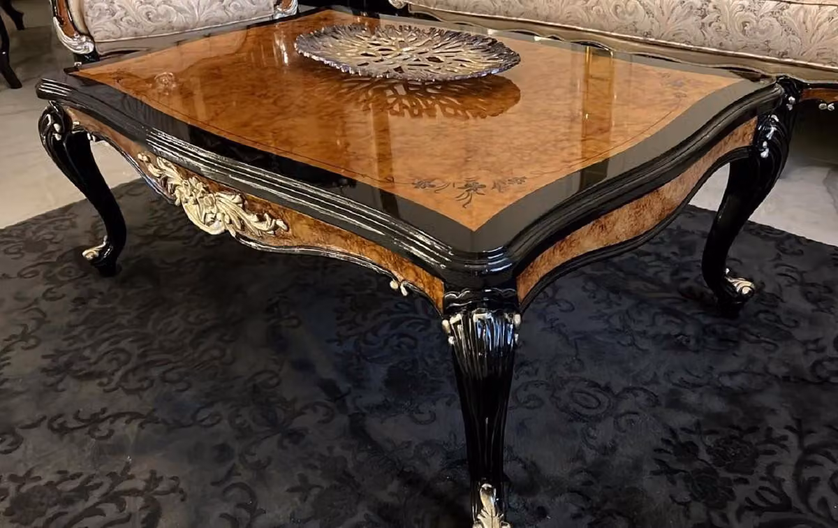 Casa Padrino tavolino barocco marrone / nero / oro - Tavolo da salotto in legno massiccio in stile barocco - Mobili da salotto in stile barocco - Mobili barocchi - Arredamento barocco - Mobili in stile barocco