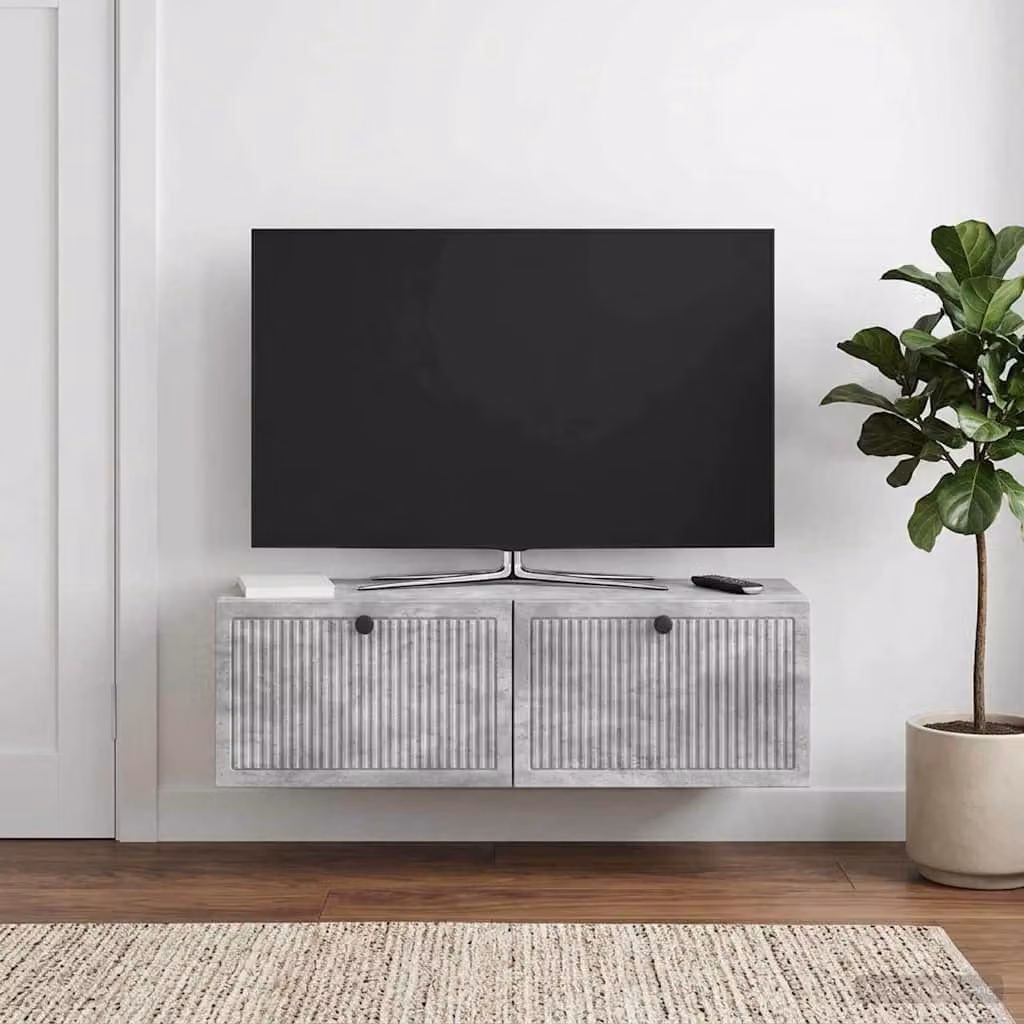 Mobile Porta TV da Muro vidaXL Moderno in MDF Grigio, L 98 x P 31 x H 30 cm