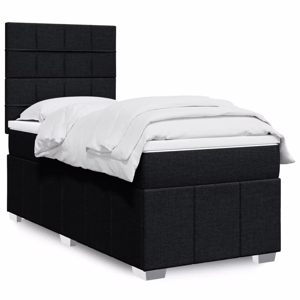 Letto Ibrido vidaXL con Materasso a Molle Insacchettate e Struttura Imbottita, Nero e Bianco, L/P/H: 90 x 200 x 150,5 cm