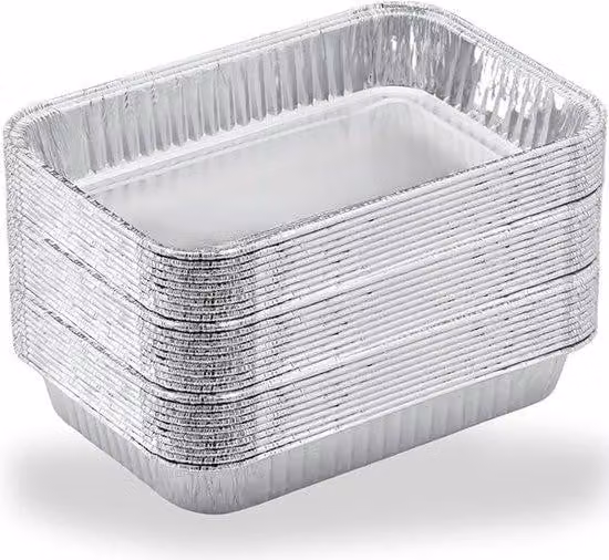 Set da barbecue in alluminio da 20 pezzi - Rivestimento antiaderente - Contenitore per grigliare e cucinare - Utilizzo sicuro sul barbecue - Contenitore da barbecue in alluminio - 22x16 cm - Capacità 1000 ml.