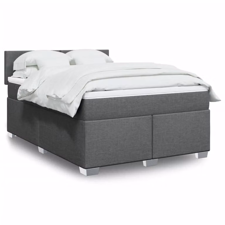 vidaXL Letto Ibrido con Materasso e Giroletto in Tessuto Grigio e Bianco L/P/H: 200 x 140 x 76,5 cm