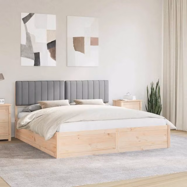 Letto con Testiera Rivestita-Struttura Letto con Testiera Grigio chiaro 180 x 200 cm 579771