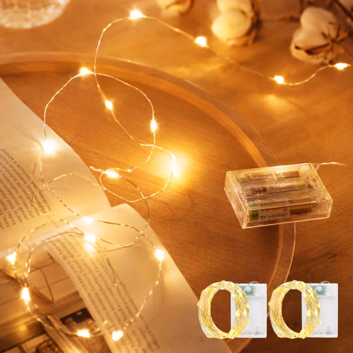 Confezione da 2: catena di micro-LED bianchi caldi, 5 metri