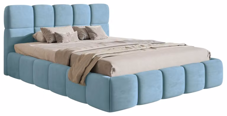 Selsey Cloudy – Letto imbottito 120x200 cm, velluto azzurro