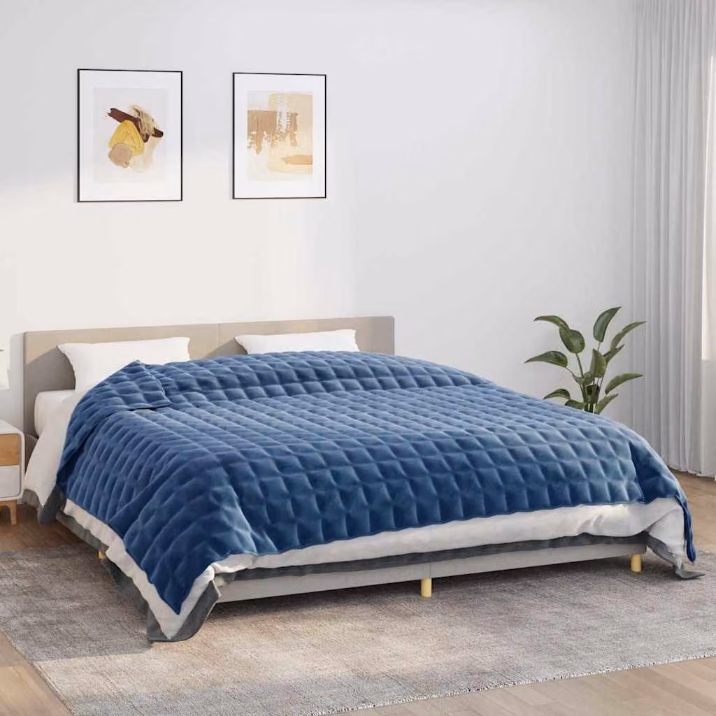 Coperta Ponderata vidaXL Blu in Microfibra Traspirante e Anallergica L: 235 cm, P: 290 cm, Peso: 15 kg