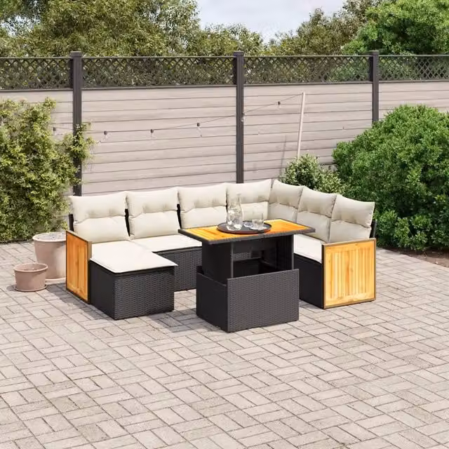 Set Divani da Giardino con Cuscini 8 pz Nero in Polyrattan 3274073