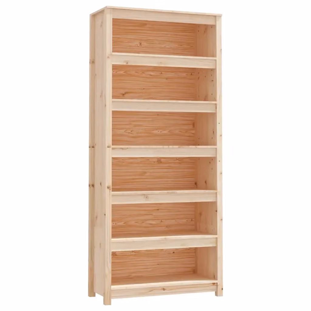 Libreria moderna vidaXL in legno massello di pino marrone, L 80 cm x P 35 cm x H 183 cm – 2
