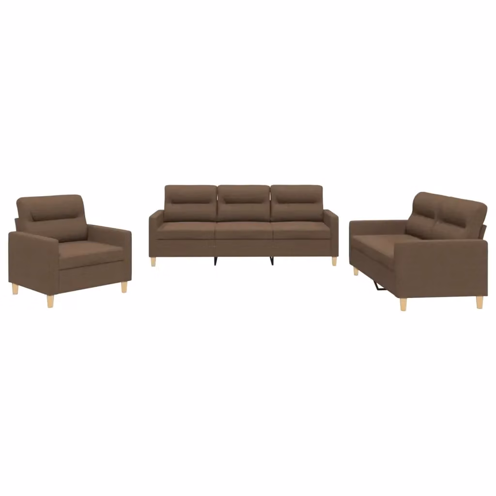 vidaXL Set di Divani 3 pz Moderno in Tessuto Marrone con Cuscini per Soggiorno – 2